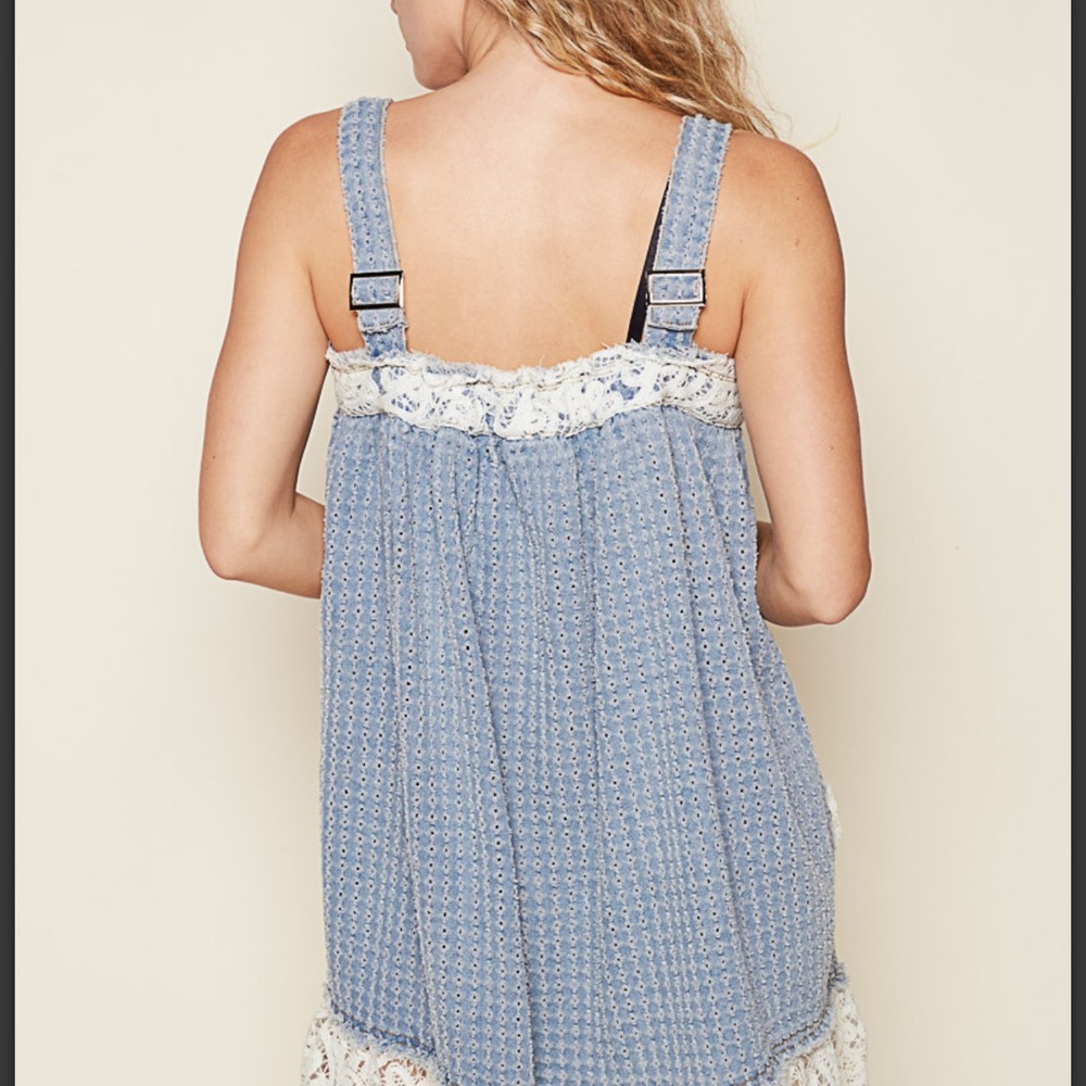 106 LAST ONE! 💕 POL Blue Floral Lace Dress/Tunic - Picture 6 of 7